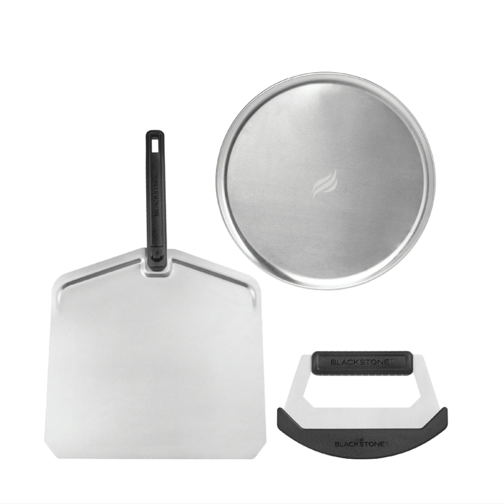 Pizza Kit with Aluminum Pizza Tray, Peel, and Cutter, 3-Piece